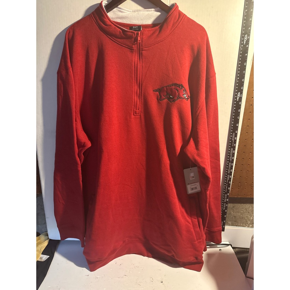 Colosseum Arkansas Razorbacks Mens 3XT Red Quarter Zip Pullover Brand New